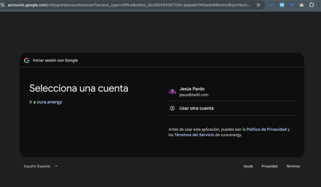 Google account chooser asking which Google account to use